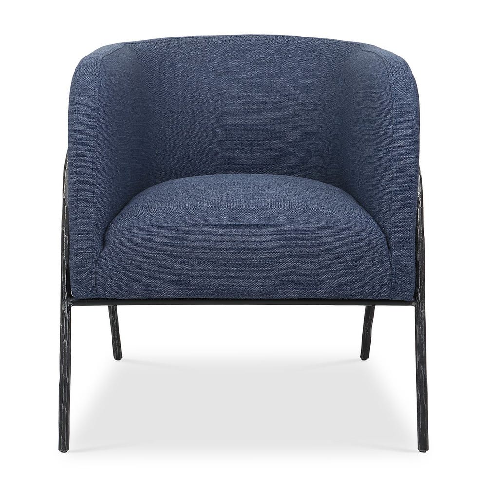 Barrel Back Chiseled Iron Frame Multi-Finish Upholstered Accent Chair