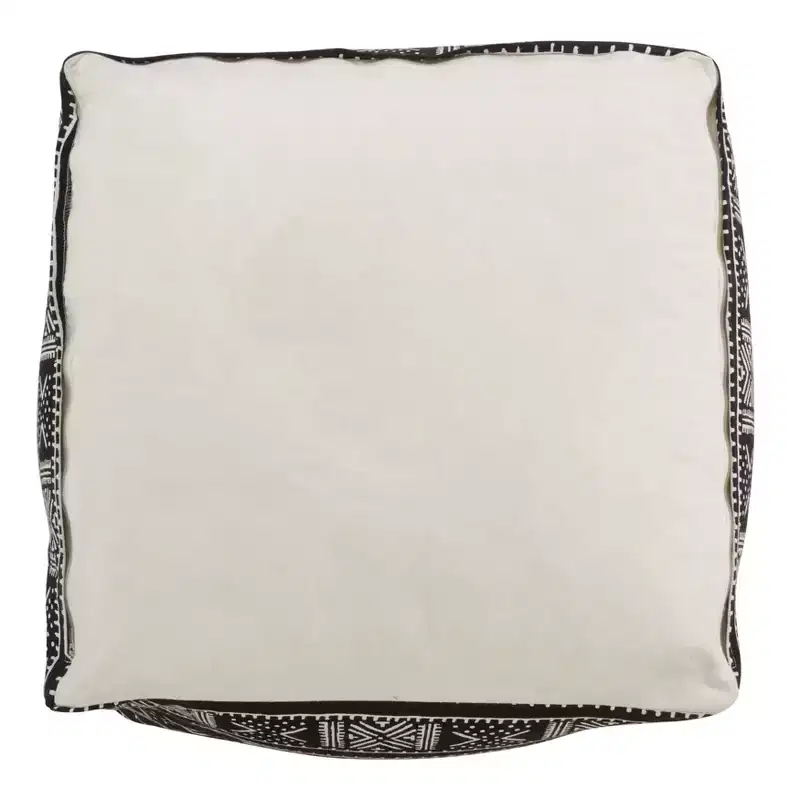 Saro Lifestyle Mudcloth Pouf, 20x20x14 Square, Black