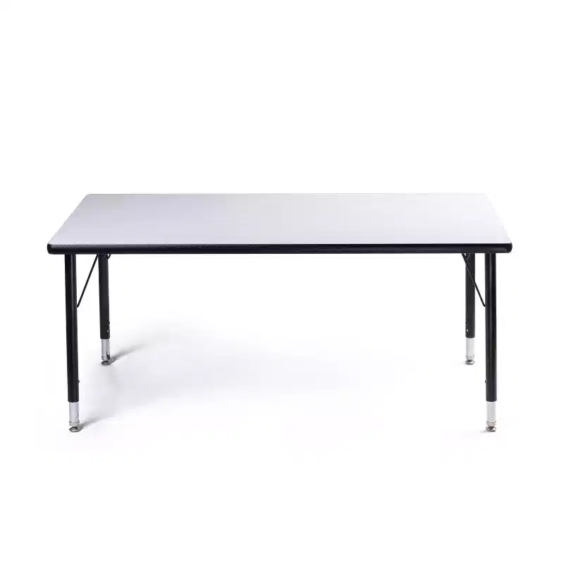 Bintiva Activity Table & Chair Set  24x48 Black Sprayed Edge Table with Adjustable Legs and 4 Blue 14 ZUUL Classroom Chairs