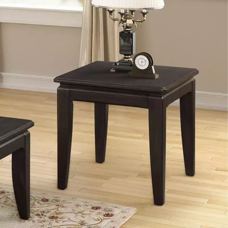 GDFStudio Gu Rustic Wooden Rectangular End Table with Tapered Legs