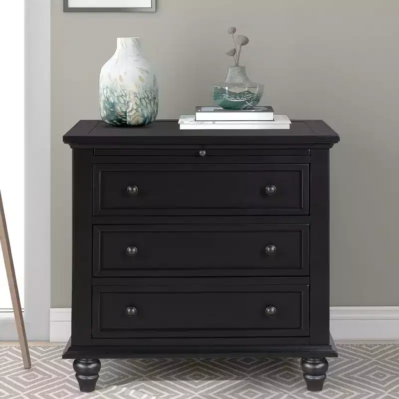 Bedside Table With 3 Drawers, Solid Wood Legs, Pull Out Tray Pine Wood Night Stand, Modern Side End Table Cabinet