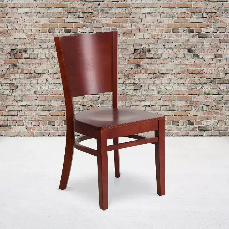 Emma and Oliver 2 Pack Solid Back Wooden Restaurant Chair