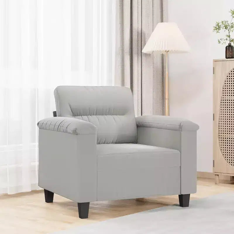 Sofa Chair Light Grey Microfiber, Metal, Plywood Single Durable