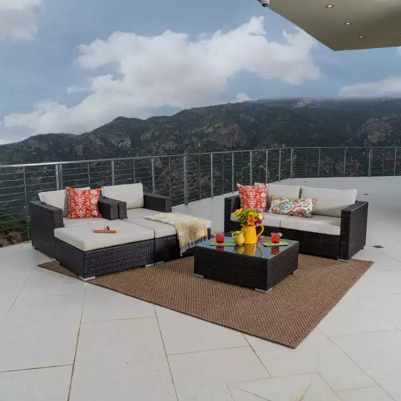 Santa Rosa 7pc Wicker Chat Set - Multibrown/Beige - Christopher Knight Home