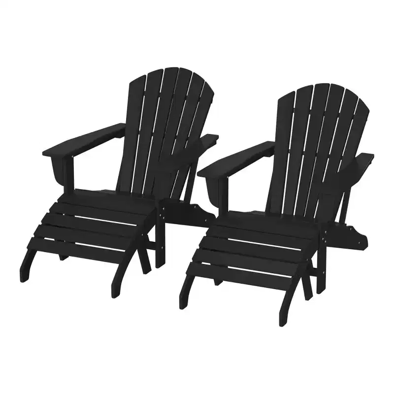 WestinTrends Dylan HDPE Outdoor Patio Adirondack Chairs with Ottomans (4-Piece Conversation Set)