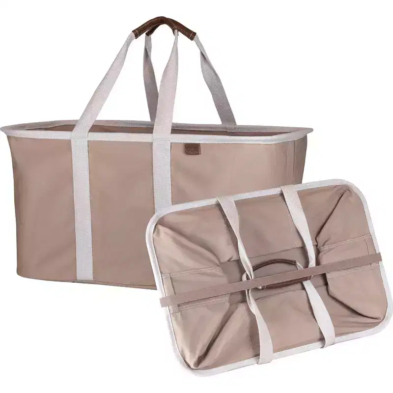 Collapsible Laundry Tote 2-Pack, Mocha/Cream
