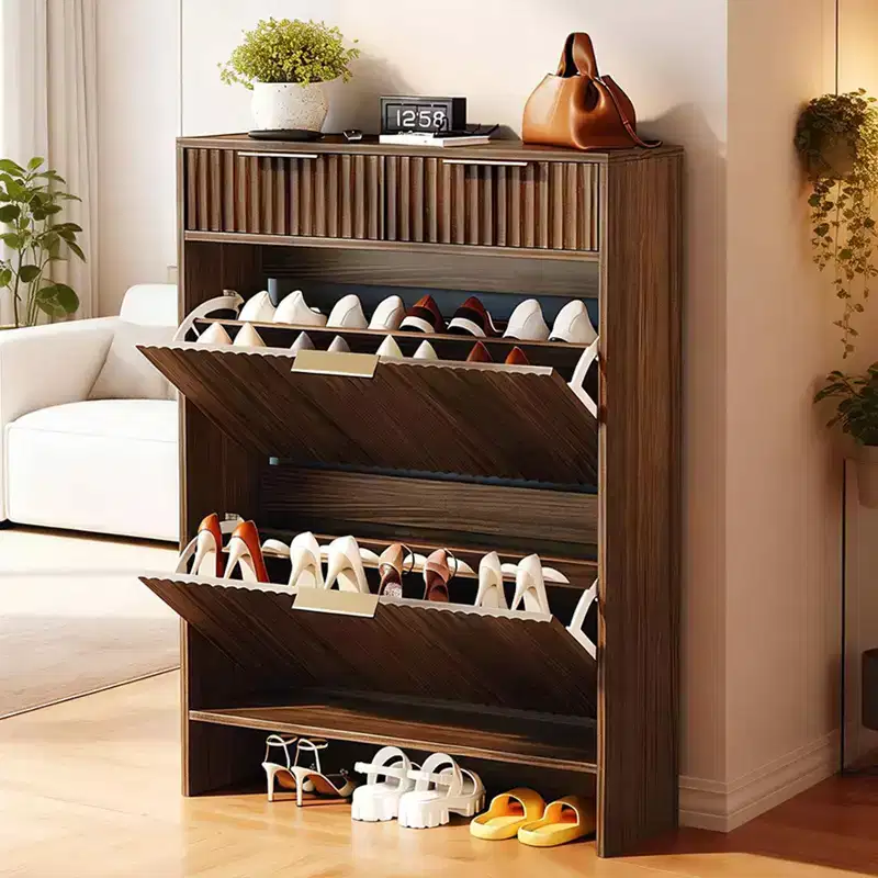 Karl Home 2-Drawer 2-Tip-Down Drawer Slatted Shoe Cabinet
