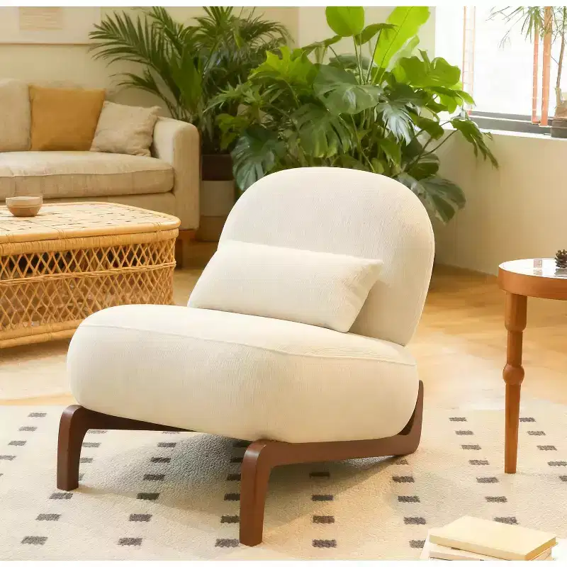 Velvet Armless Accent Chair with Soft Cushion and Solid Wood Legs