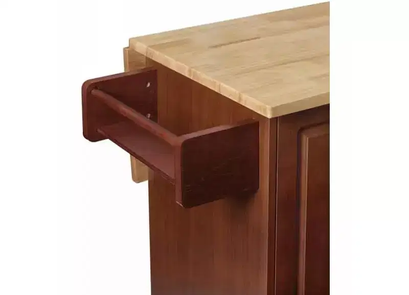 Brown Drop-Leaf Kitchen Cart with 3 Drawers & Cabinet, for 1