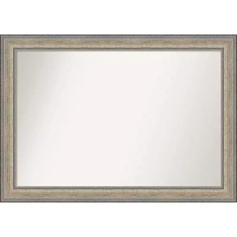 41"x29" Non-Beveled Wood Bathroom Wall Mirror Fleur Silver - Amanti Art: Modern Rectangular Design, Wall Mounted, Includes Hardware