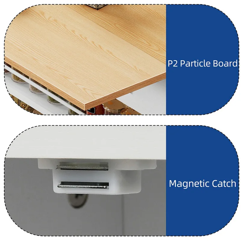 Kitchen Island Drop Leaf with Double Tilt Out Trash Cabinet
