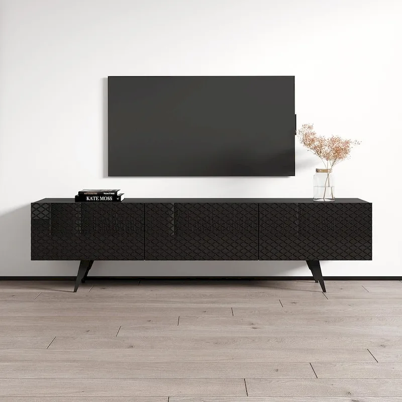 Modern TV Stand for TVs up to 80 Inch - High Gloss Front, 71W