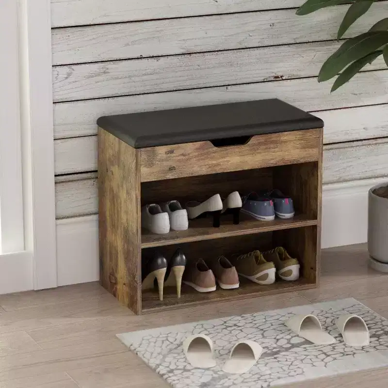 Shoe Bench Double Shelf Lightweight Modern Style