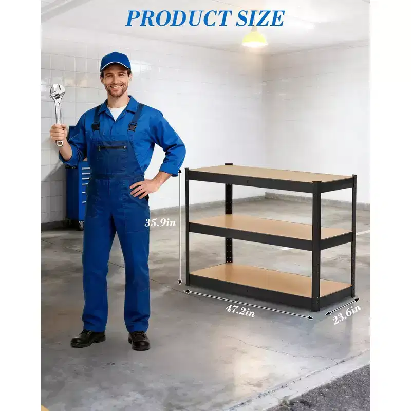 Heavy Duty Garage Shelving Units, 3-Tier Adjustable Storage Shelves, Loads 1320 LBS, Garage Storage Shelving, Metal Storage Utility Rack Shelf