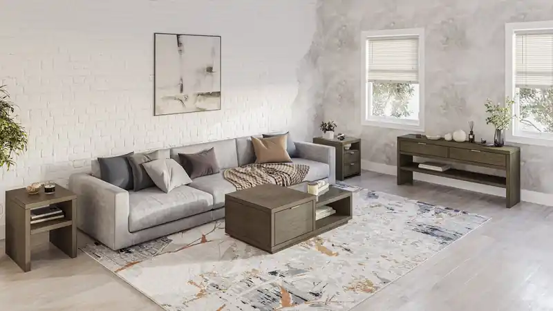 64 Modern Solid Wood Sofa Table with Storage - Homestead Brown