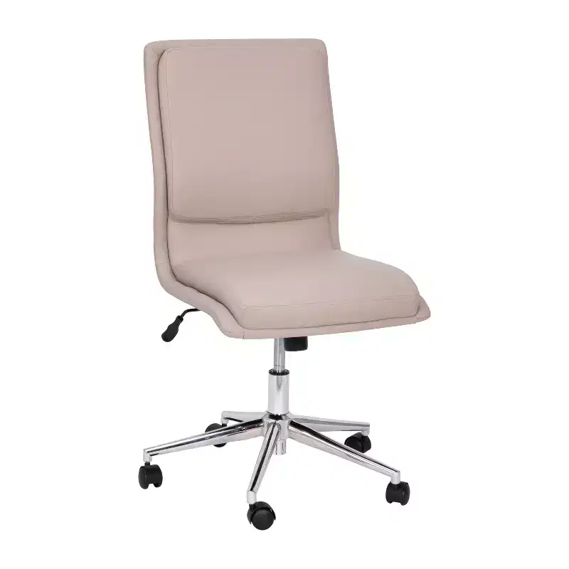 Mid-Back Armless Swivel Task Office Chair Bonded Leather Adjustable Metal Base