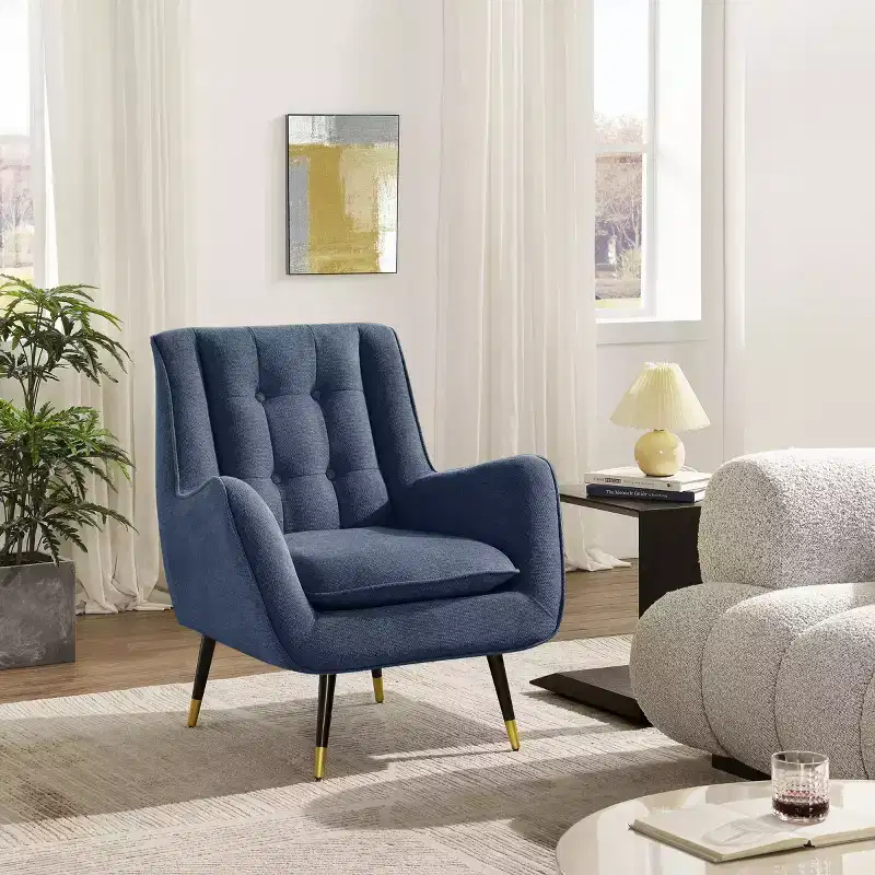 Art Leon Comfortable Fabric Accent Chair with Armrest and Button-tufted Back