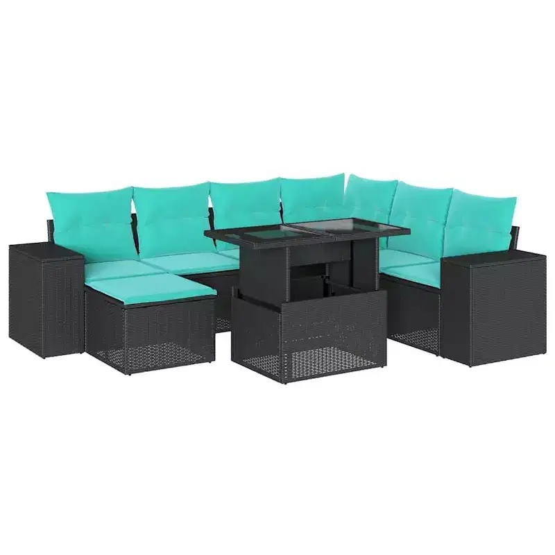 vidaXL Patio Sofa Set with Cushions Table and Couches 8 Piece Poly Rattan