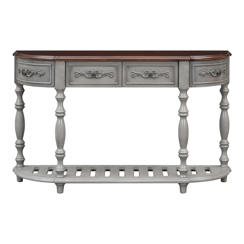 Merax Curved Console Table with 4 Drawers and 1 Shelf
