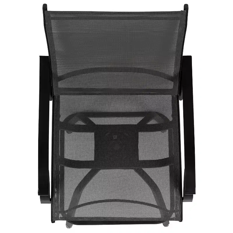 Merrick Lane Set of 2 Brett High Back Bar Height Swivel Patio Stools with Powder Coated Metal Frames and Textilene Upholstery