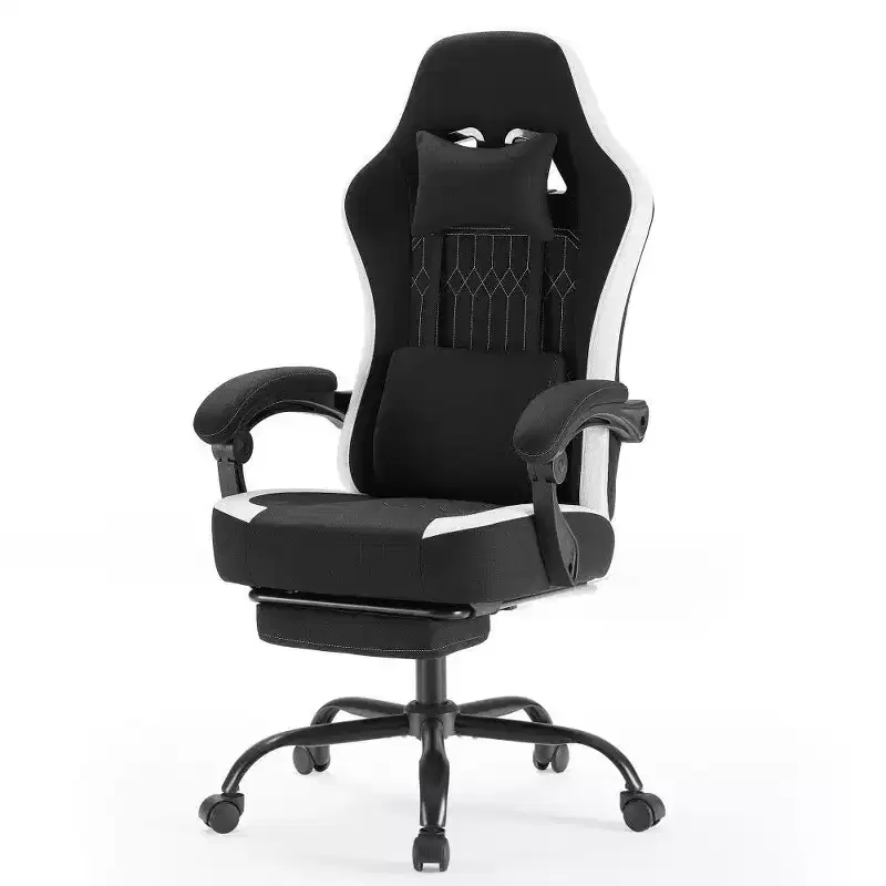 Ergonomic Office Chair with Pocket Spring Seat,300LB Capacity Gaming Chair with Adjustable Lumbar Pillow & Footrest for Adult,Student