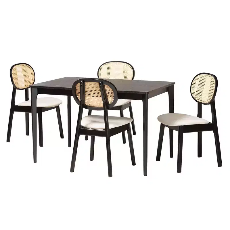 Baxton Studio Darrion Mid-Century Modern Wood 5-Piece Dining Set