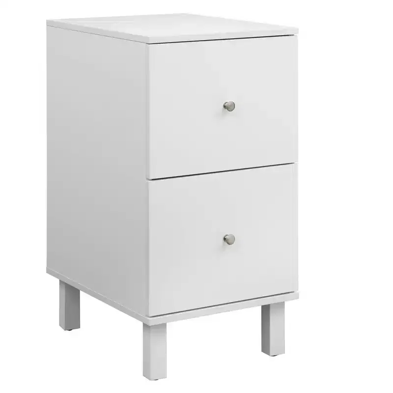 Buylateral Foster File Cabinet 2 Drawer White: Modern Vertical Storage, MDF & Wood Composite, 30"H x 21"W