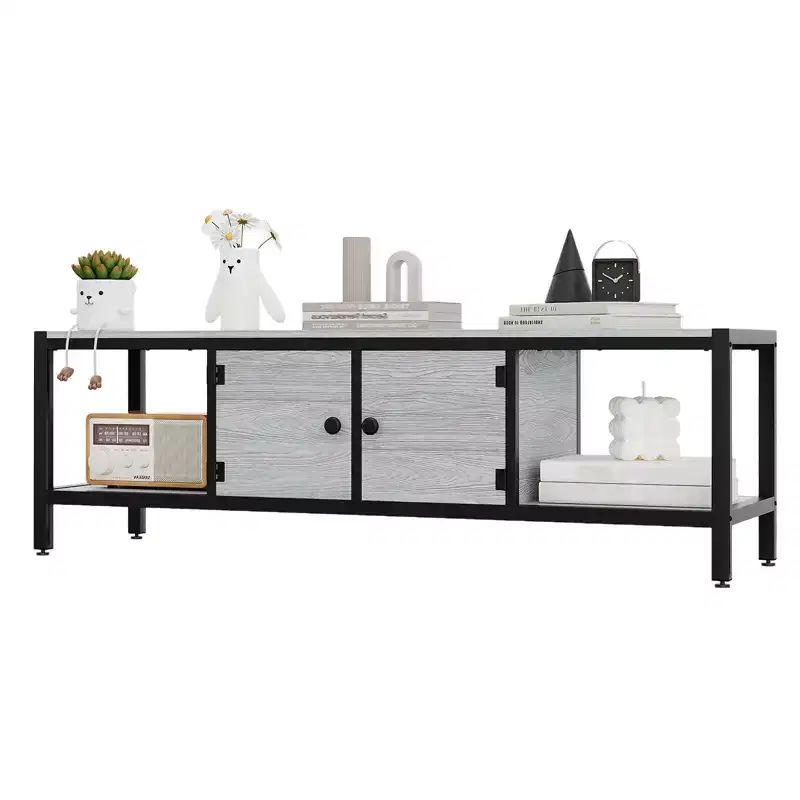 GustoWave Industrial TV Stand for TV up to 65 inch, 58 TV Cabinet with 2 Storage Cabinets, Entertainment Center TV Console Table