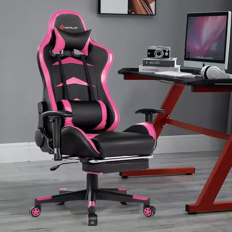 Costway Massage Gaming Chair Reclining Swivel Racing Office Chair with Footrest