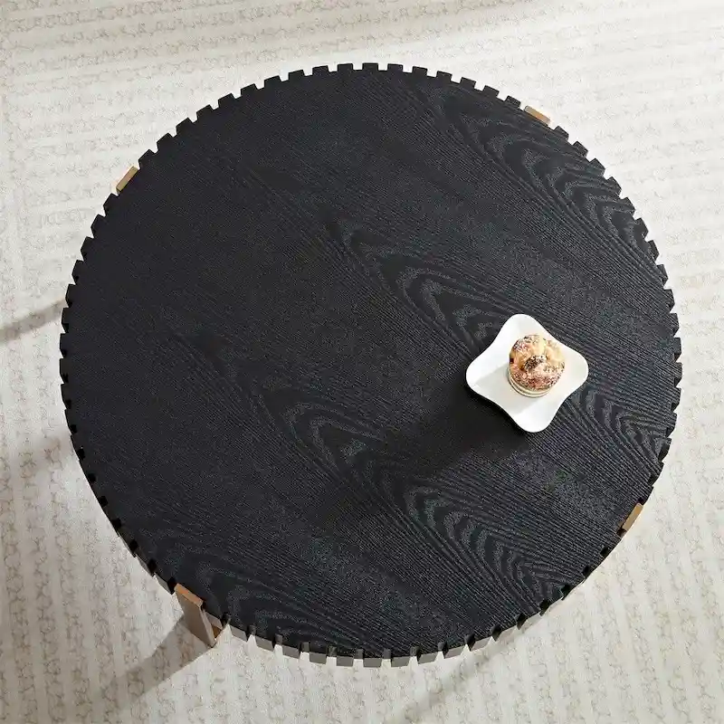 Modern 31.5 Round Coffee Table with Sturdy Metal Pedestal