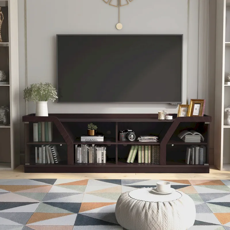 Contemporary Espresso 71-inch Multi-functional Storage TV Console