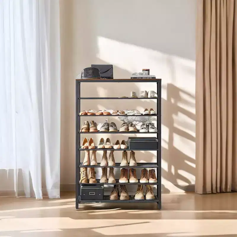 LEDREM 8 Tier Shoe Rack, Shoe Organizer, 32-40 Pairs of Shoes, Large Shoe Rack Organizer with 7 Metal Mesh Shelves, 11.8 x 39.4 x 59.8 Inches