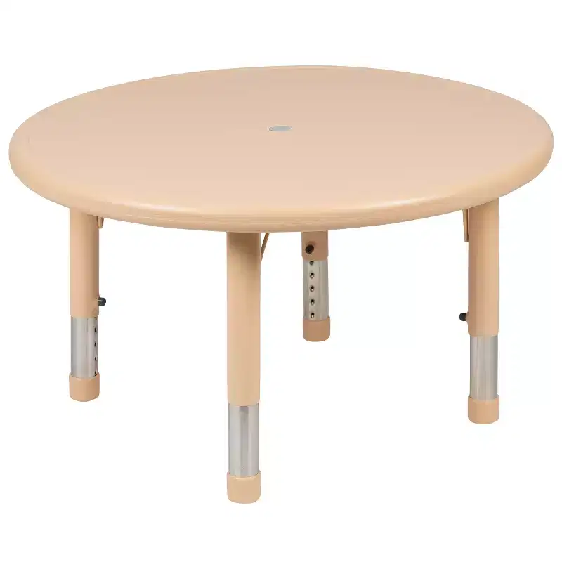 Flash Furniture 33 Round Plastic Height Adjustable Activity Table Set with 4 Chairs
