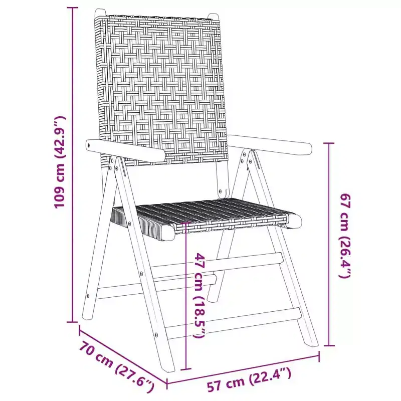 vidaXL Garden Chair Set of 2 Beige Solid Acacia wood, Poly Rattan