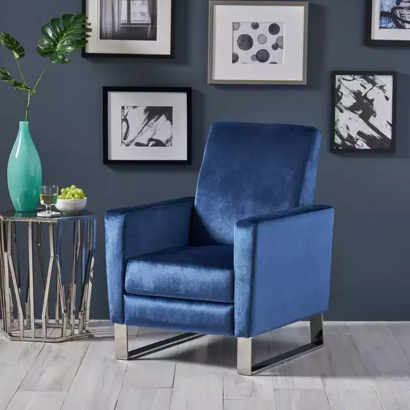 Modern Push-Back High Leg Recliner Chair – Brightwood Style, Upholstered