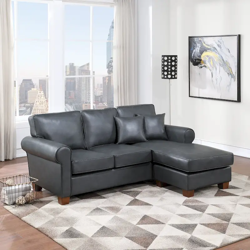Rylee Rolled Arm Sectional with Pillows