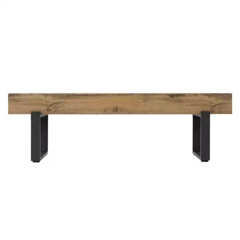 59W Shoe Bench Dining Bench Bed Bench Entryway Benche Kitchen Table Benche, Natural Wood Wash+Black-ModernLuxe
