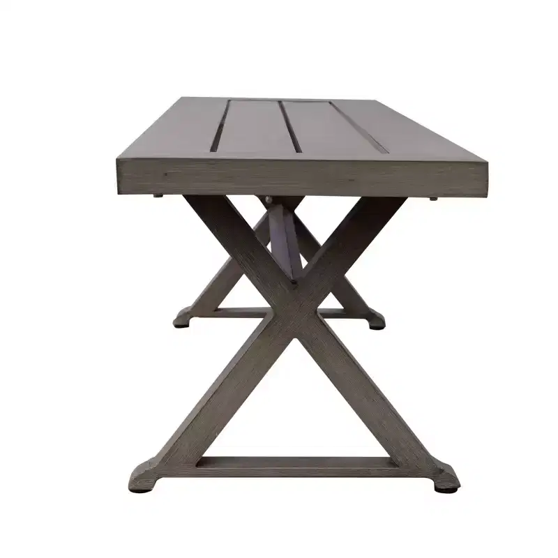 Lamphere Rectangle Aluminum Modern Dining Bench Dark Gray - Christopher Knight Home: Weather-Resistant, Patio Seating