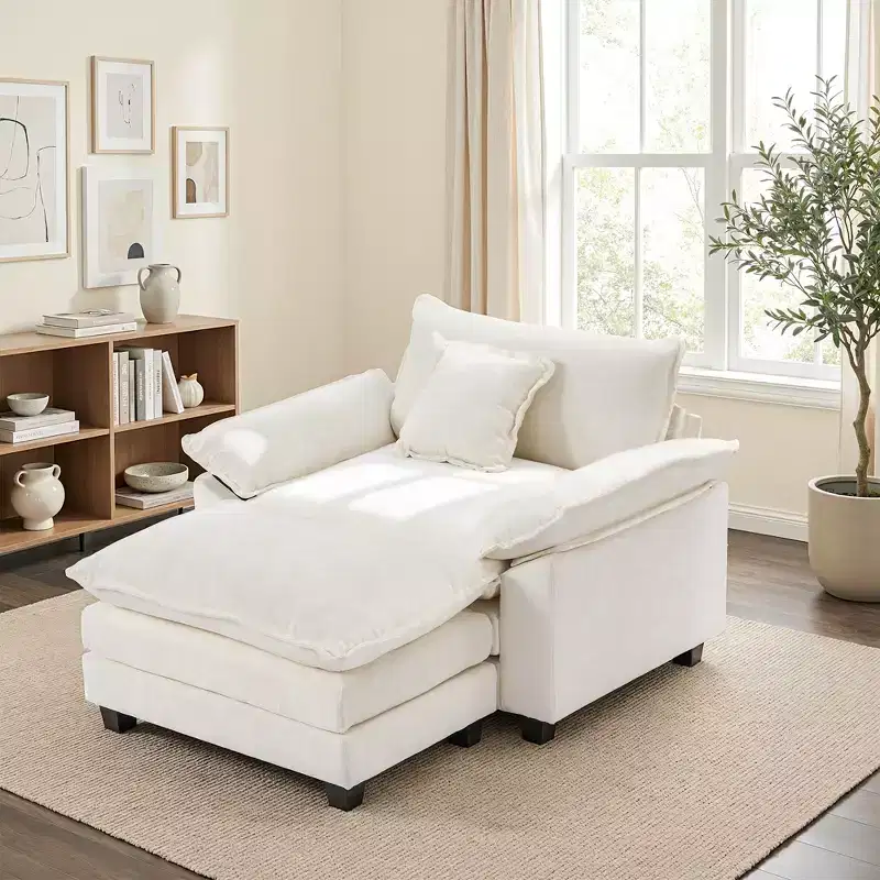 EHMKNP Oversized Chenille Accent Chair with Ottoman