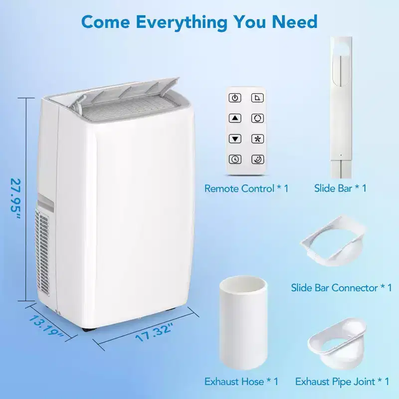 Portable Air Conditioner 14000Btu, Air Conditioner Floor Unit for Room 450-700 Sq Ft Air Conditioning, 4 in 1(Cool/Fan/Dry/Sleep),White