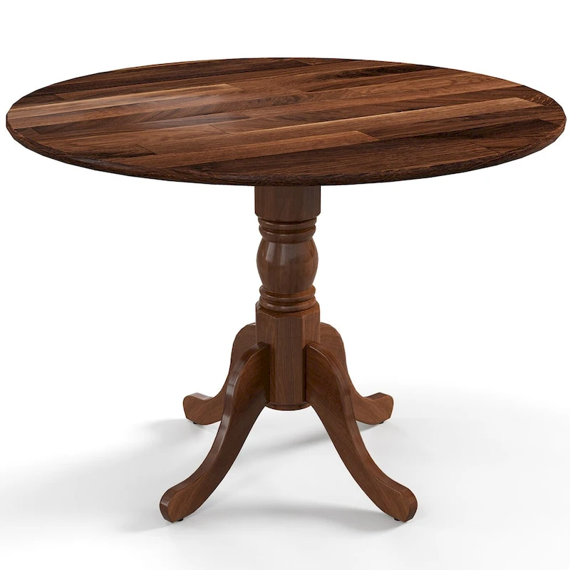 Wooden Dining Table with Round Tabletop and Curved Trestle Legs - 39.37 x 39.37 x 28.74