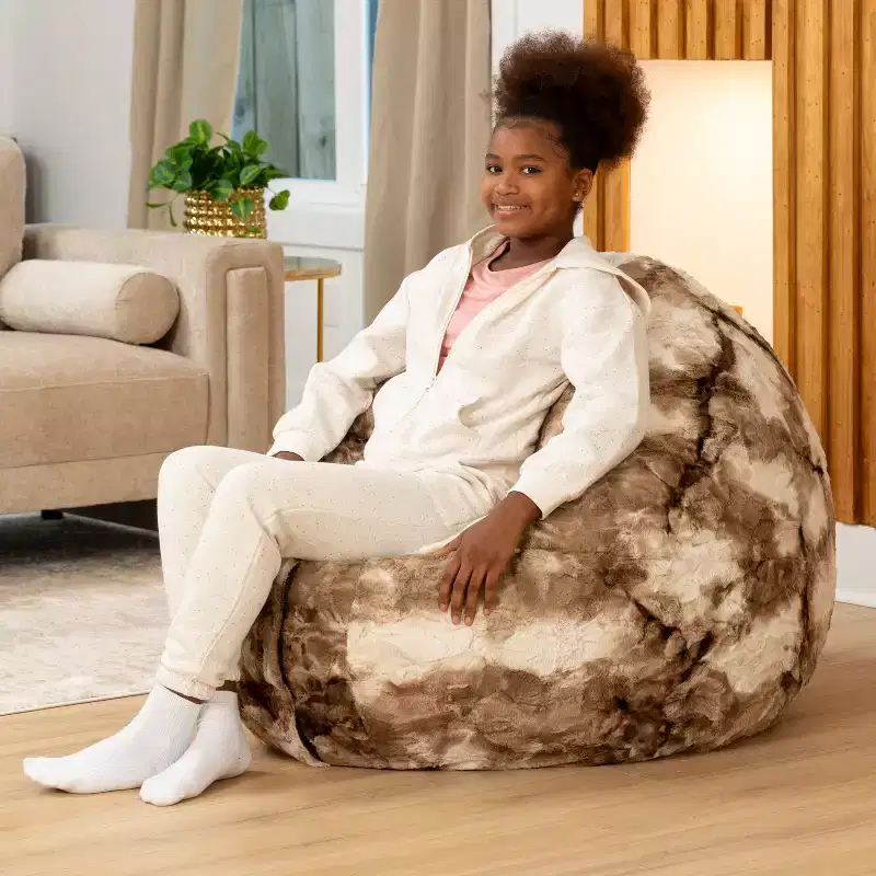Raven-Symon Home Lil' Cuddler Cocoon Jr Kids Faux Fur Bean Bag Crash Pad & Lounger