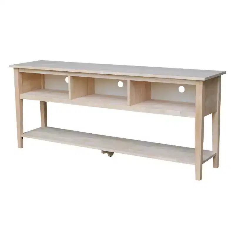 Light Brown Unfinished Wood TV Stand, Fits up to 82