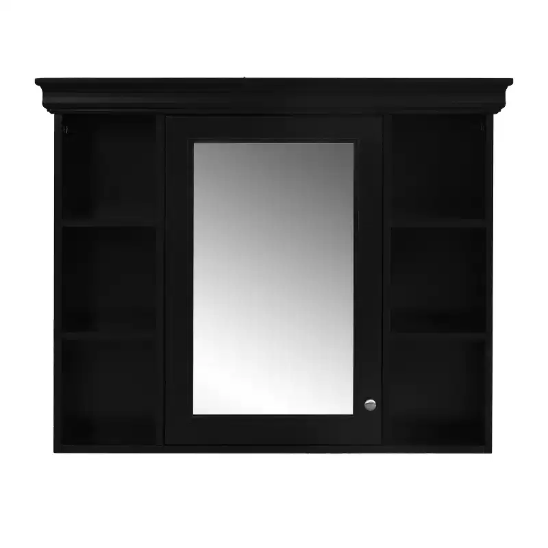 35 x 28 Wall Mounted Medicine Cabinet with Mirror Door and 6 Open Shelves, Modern Bathroom Cabinet