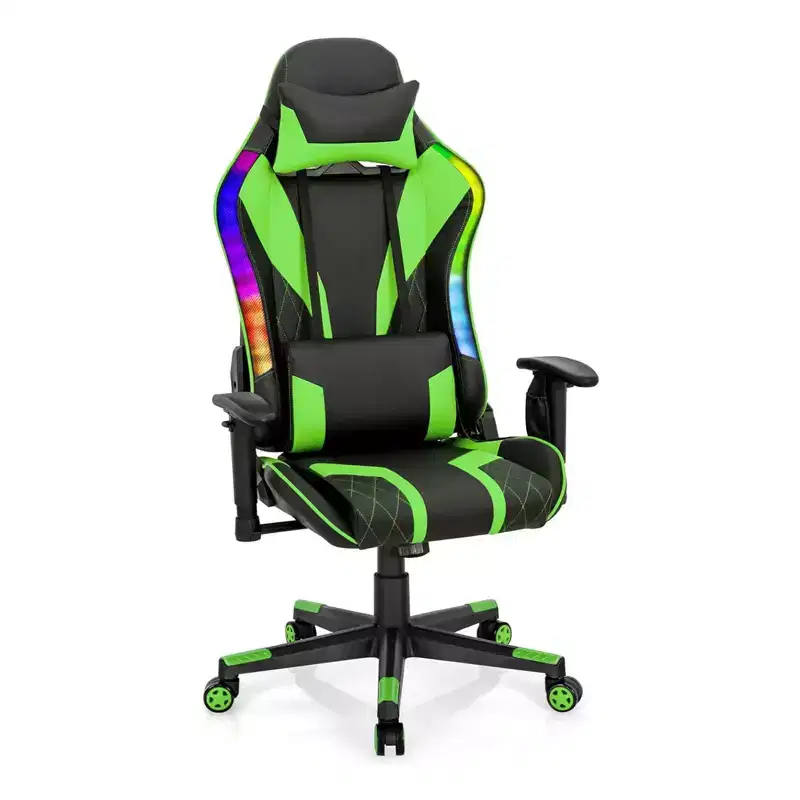 Costway Gaming Chair Adjustable Swivel Computer Chair w/ Dynamic LED Lights