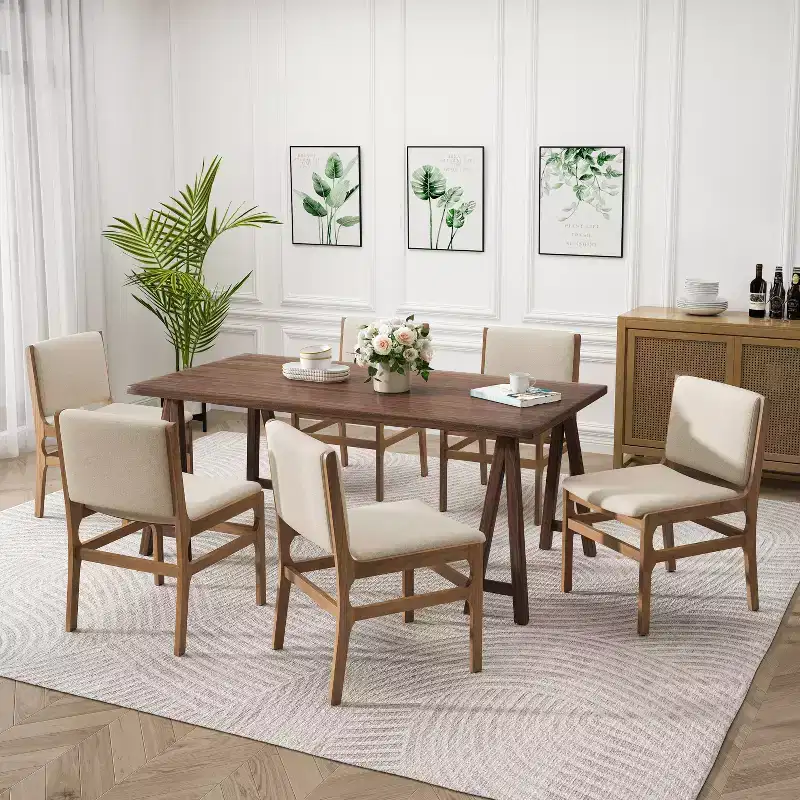 Christopher Knight Home Havenwood 7-Piece Fabric and Rubberwood Dining Set