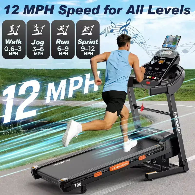 Smart Folding Treadmill with Step Tracking C 20-Level Auto Incline, 0.6C12 MPH, Dual Quiet Motor, LED Display for Home Use