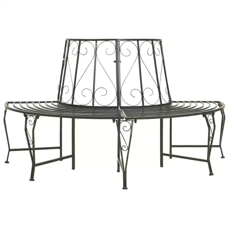 Tree Bench Silver grey Steel Half-round Seats Many Tree Bench