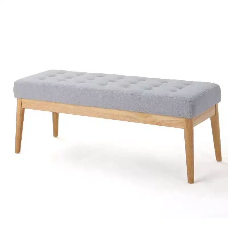 Okak Modern Entryway Bench with Wooden Frame, Foot Stools Ottoman with Cushion Seat, End of Bed Bench for Living Room, Bedroom