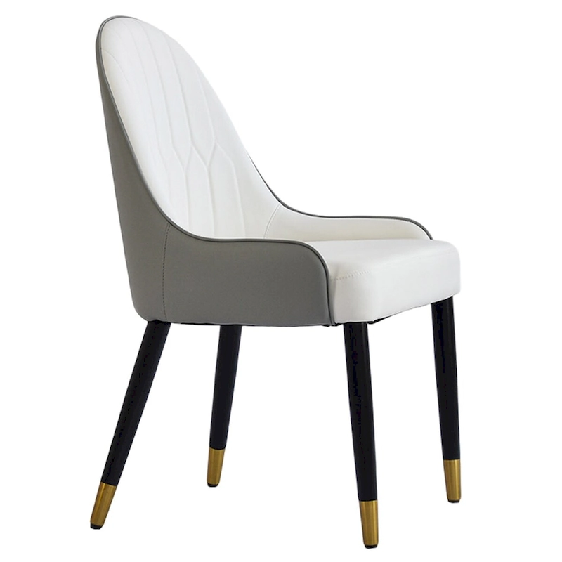 Modern PU Leather Set of 2 Dining Chairs with Metal Legs